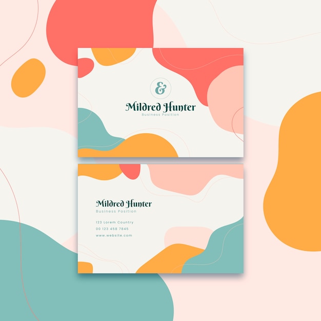 Flat abstract double-sided horizontal business card template