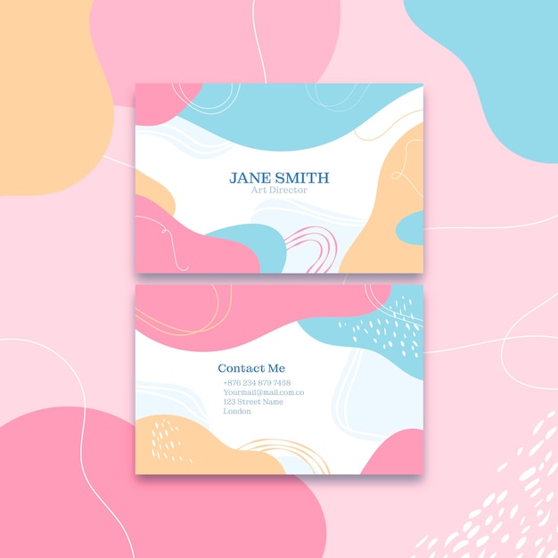 Free vector flat abstract double-sided horizontal business card template