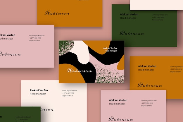 Free vector flat abstract double-sided horizontal business card template