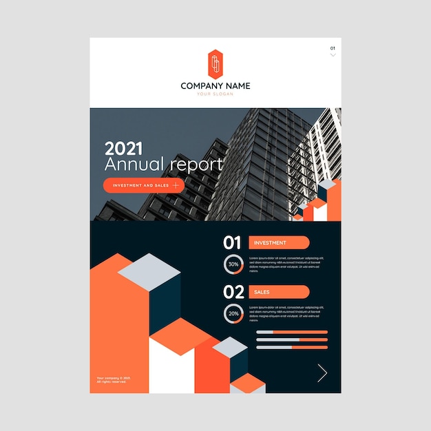 Free vector flat abstract geometric real estate annual report