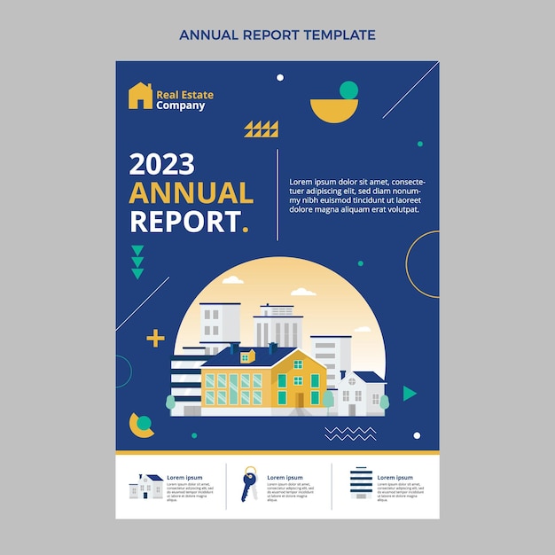 Free vector flat abstract geometric real estate annual report