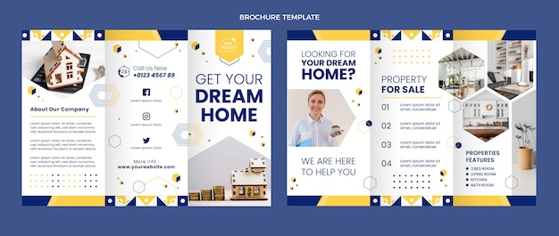 Free vector flat abstract geometric real estate brochure