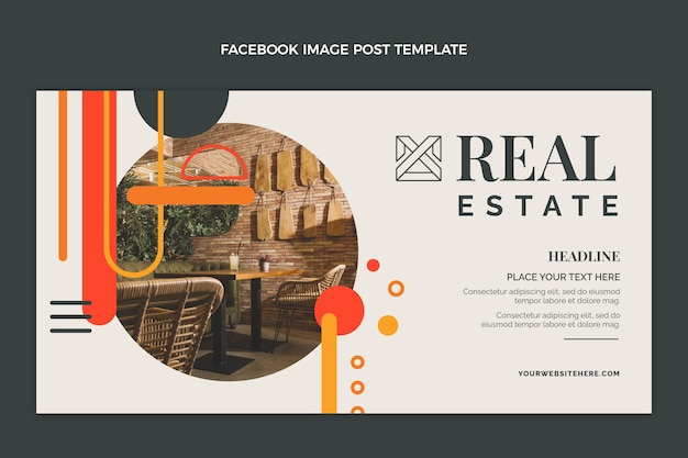 Flat abstract geometric real estate facebook post