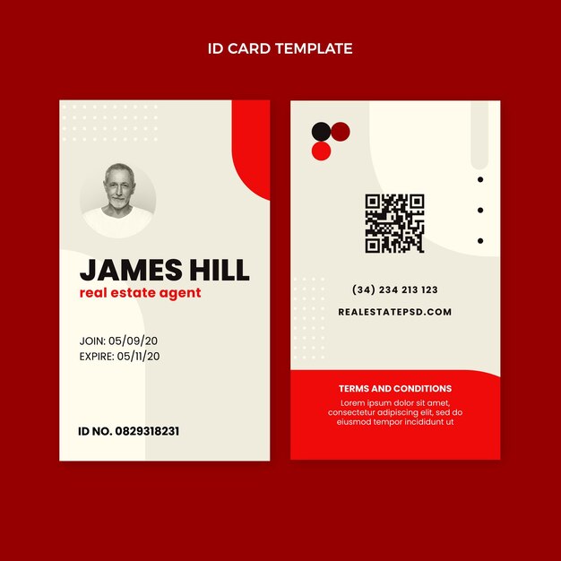 Flat abstract geometric real estate id card