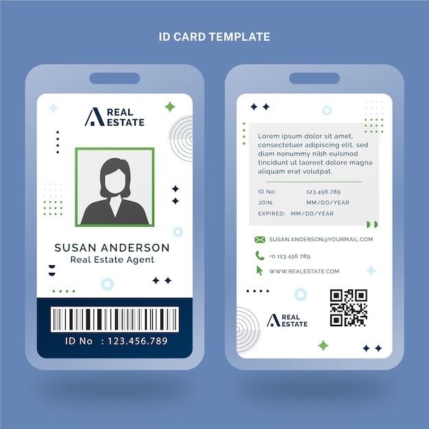 Flat abstract geometric real estate id card