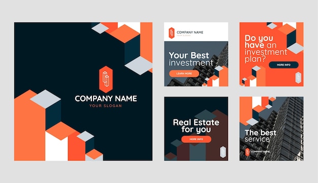 Free vector flat abstract geometric real estate instagram post