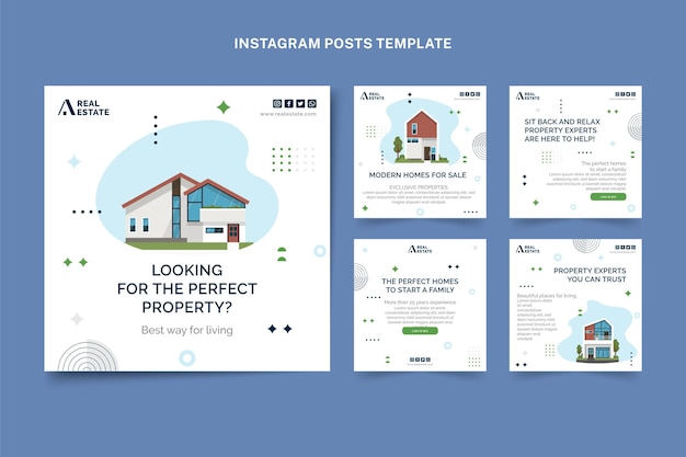 Vettore gratuito post di instagram immobiliare geometrico astratto piatto