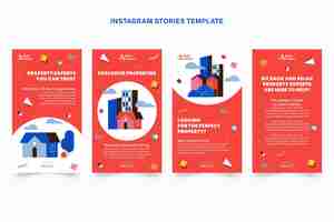 Free vector flat abstract geometric real estate instagram stories