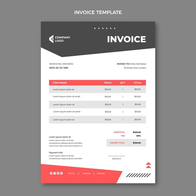 Flat abstract geometric real estate invoice