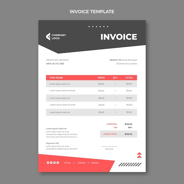 Flat abstract geometric real estate invoice