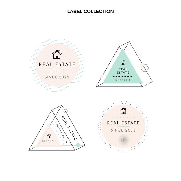 Flat abstract geometric real estate labels