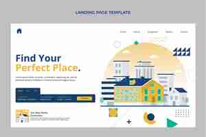 無料ベクター フラットな抽象的な幾何学的な不動産のランディングページ