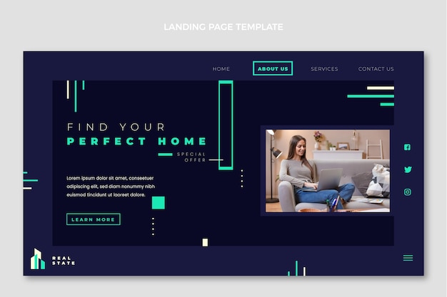 Плоская абстрактная геометрическая целевая страница недвижимости