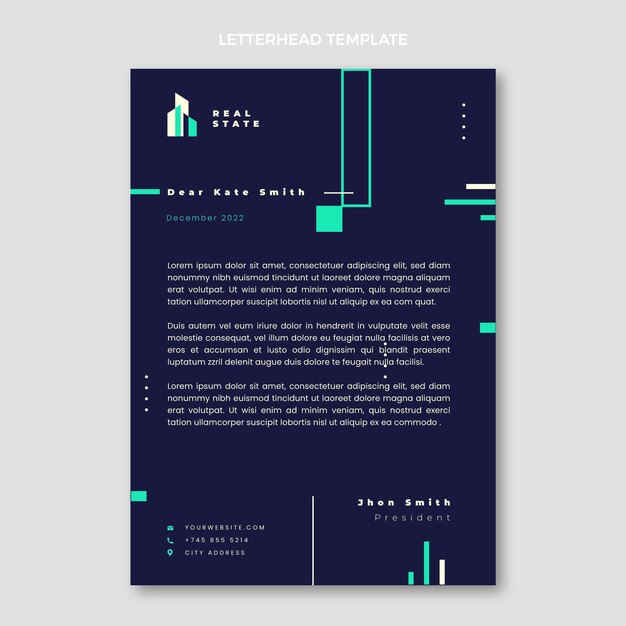 Flat abstract geometric real estate letterhead