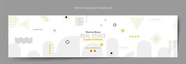 Flat abstract geometric real estate twitch banner