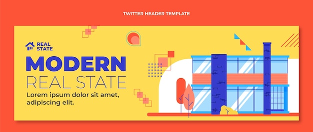 Free vector flat abstract geometric real estate twitter header