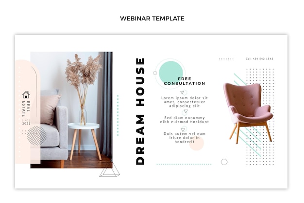 Free vector flat abstract geometric real estate webinar