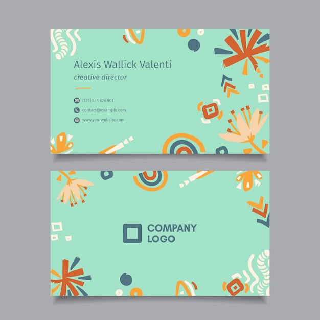 Flat abstract horizontal business card template