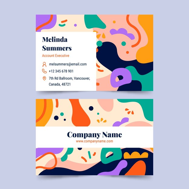 Flat abstract horizontal business card template