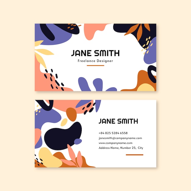 flat abstract horizontal business card template