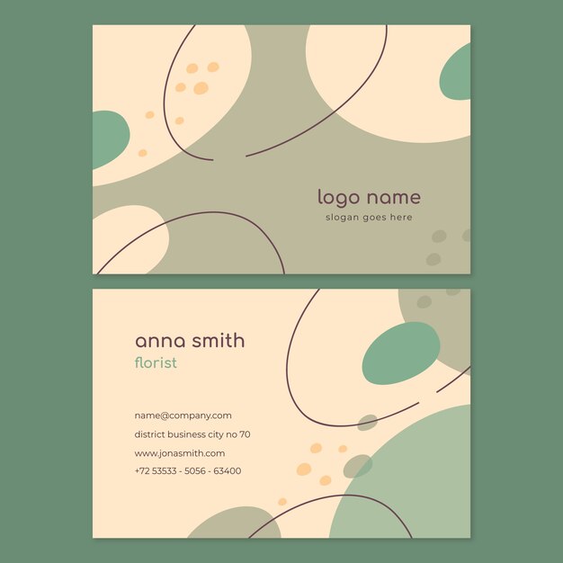 Flat abstract horizontal double-sided business card template