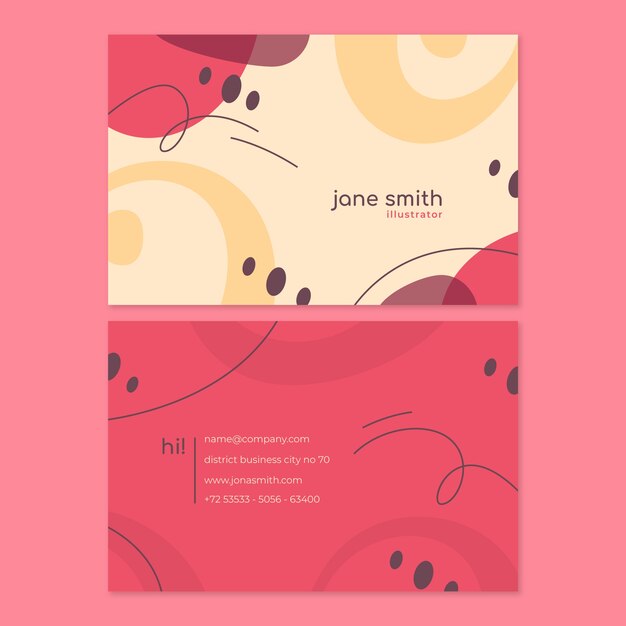 Free vector flat abstract horizontal double-sided business card template