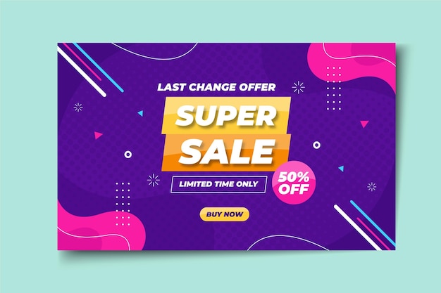 Flat abstract horizontal sale banner template