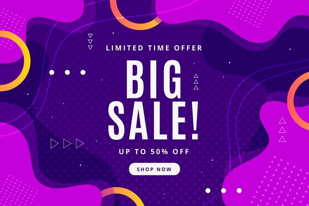 Flat abstract horizontal sale banner template Premium Vector