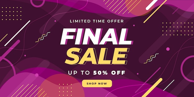 Free vector flat abstract horizontal sale banner template