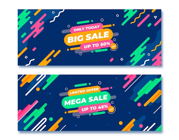 Free vector flat abstract horizontal sale banners set