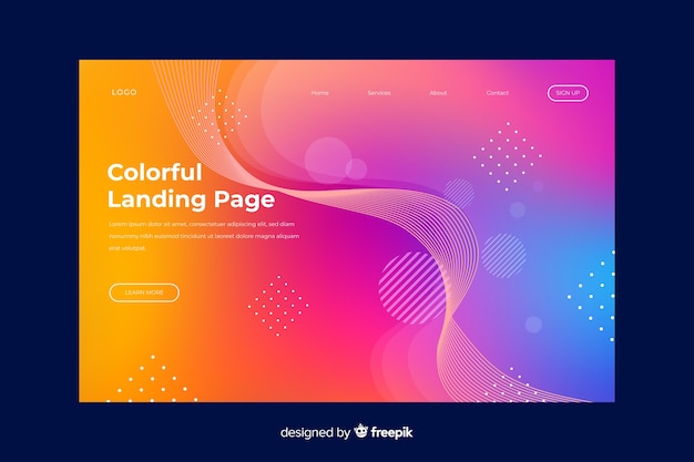 Flat abstract landing page template