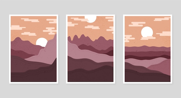 Free vector flat abstract landscape cover collection