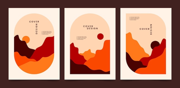 Flat abstract landscape cover collection