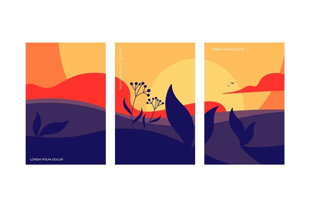 Flat abstract landscape covers collection