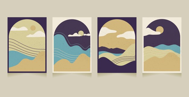 Flat abstract landscape covers collection