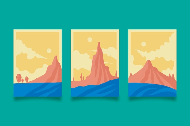 Flat abstract landscape covers collection