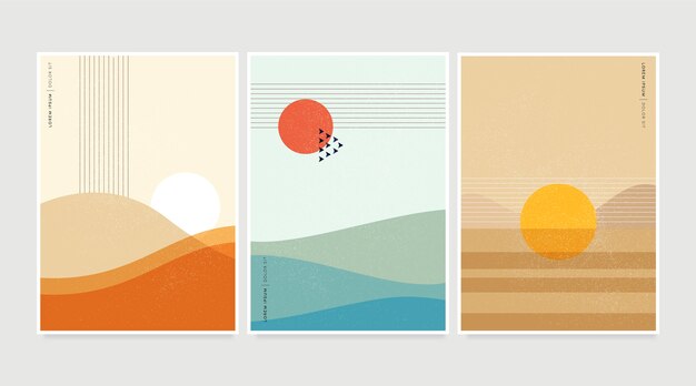 Flat abstract landscape covers collection