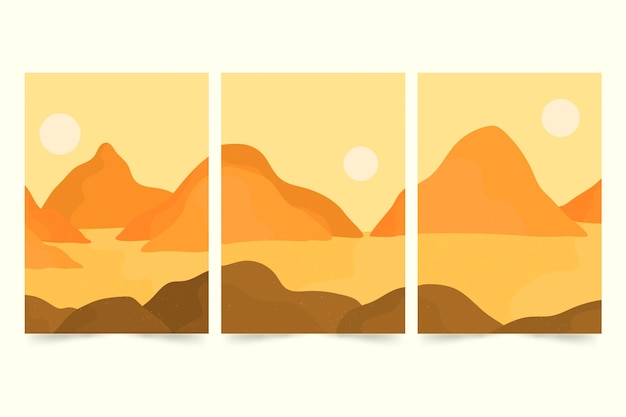 Flat abstract landscape covers collection