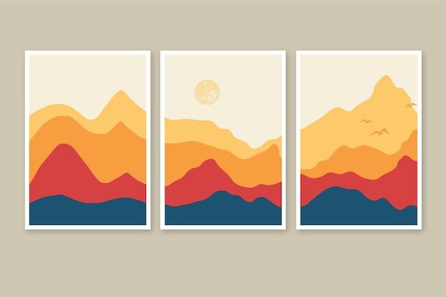 Free vector flat abstract landscape covers collection