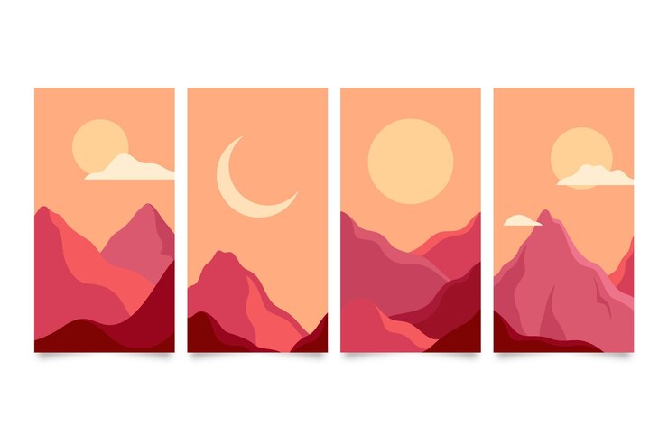 Free Vector flat abstract landscape covers collection