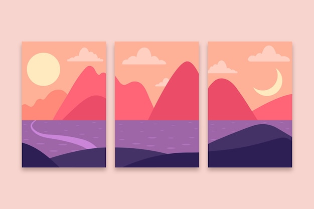 Free vector flat abstract landscape covers