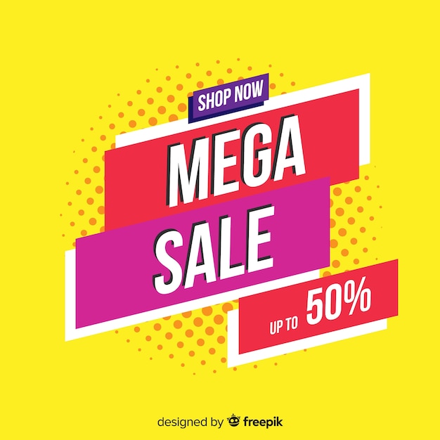 Free vector flat abstract mega sale background
