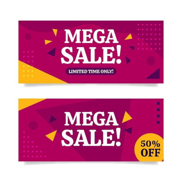 Flat abstract sale banners set