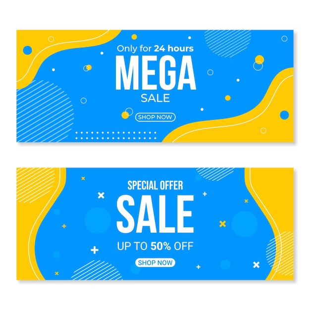 Free vector flat abstract sale banners set