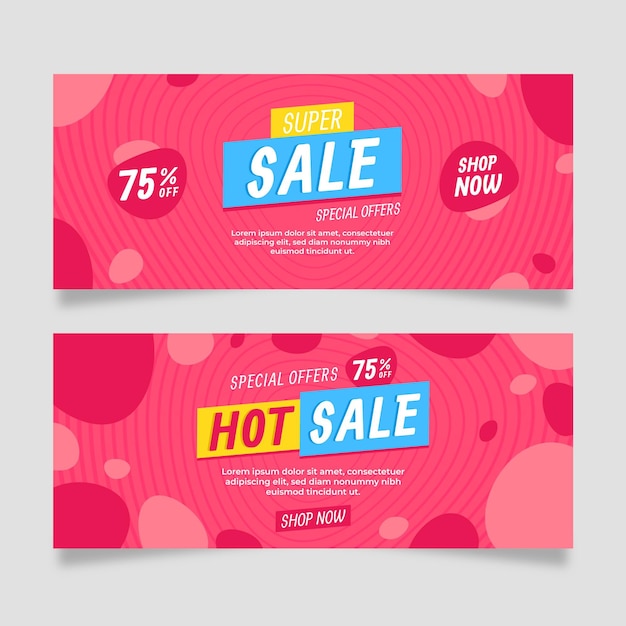 Free vector flat abstract sale banners set