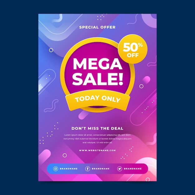 Flat abstract sale poster template