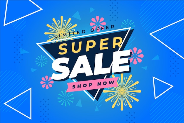 Free vector flat abstract sales banner with discount