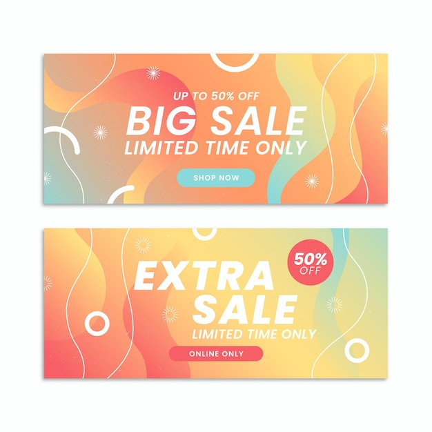 Flat abstract sales banners with discount