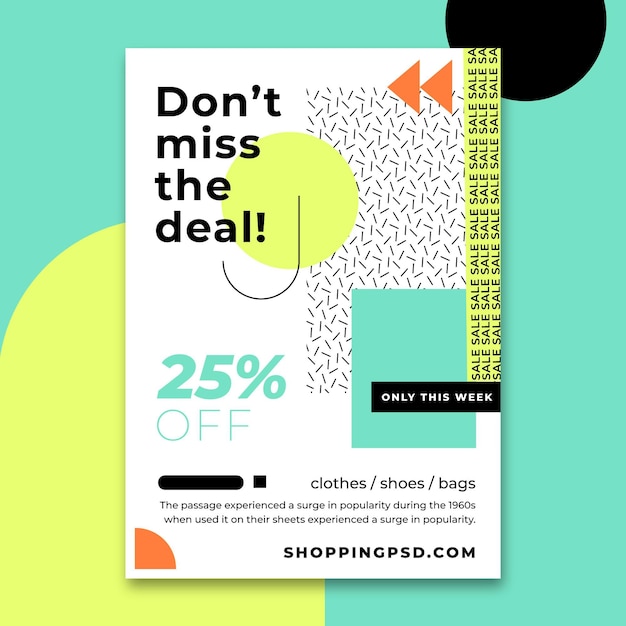 Flat abstract sales poster template with discount