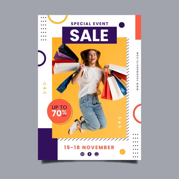 Flat abstract sales poster template